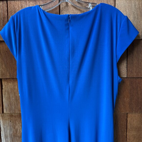 NWT Ralph Lauren Blue Ruched Side Cap Sleeve Dress in Women's 16 - Picture 7 of 10